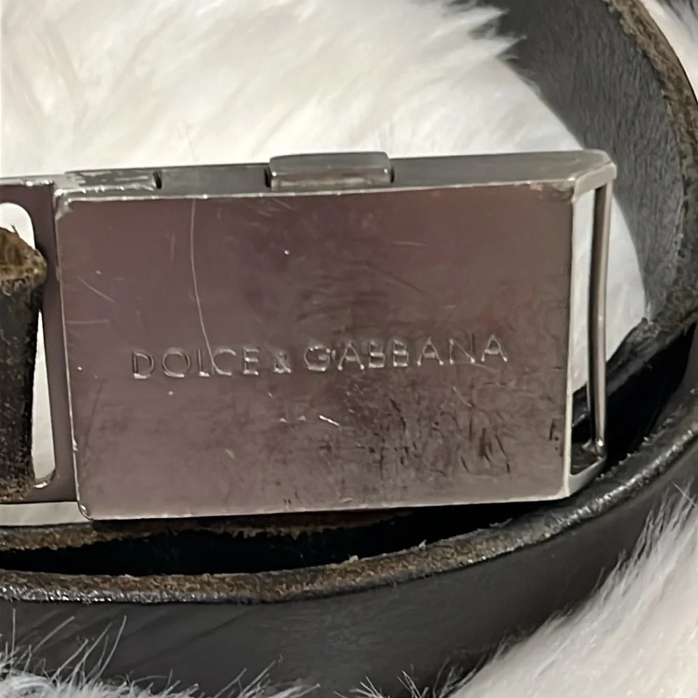 Dolce & Gabbana Leather Brown Metal Bucket Women Belt Size L?